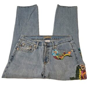 VTG Y2K Z Cavaricci Woman's Sz 8 Light Wash Elaborate Embroidered Jeans